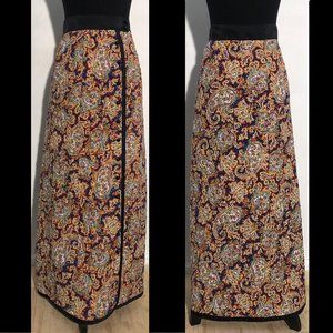 1970s Vintage Paisley Quilted Maxi Skirt